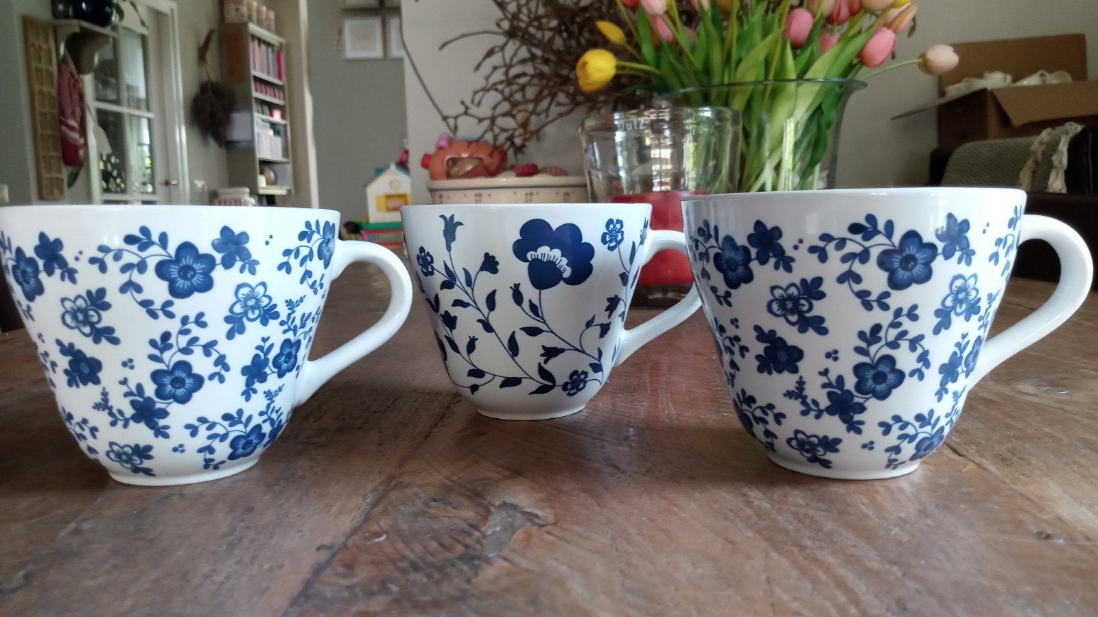 Ikea Jamnt vintage blauwe bloemetjes 3x, Antiek en Kunst, Antiek | Servies los, Ophalen of Verzenden