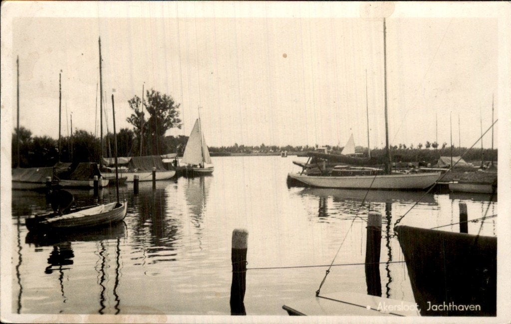 Akersloot - Jachthaven - Boten, Ophalen of Verzenden, 1940 tot 1960, Gelopen, Noord-Holland