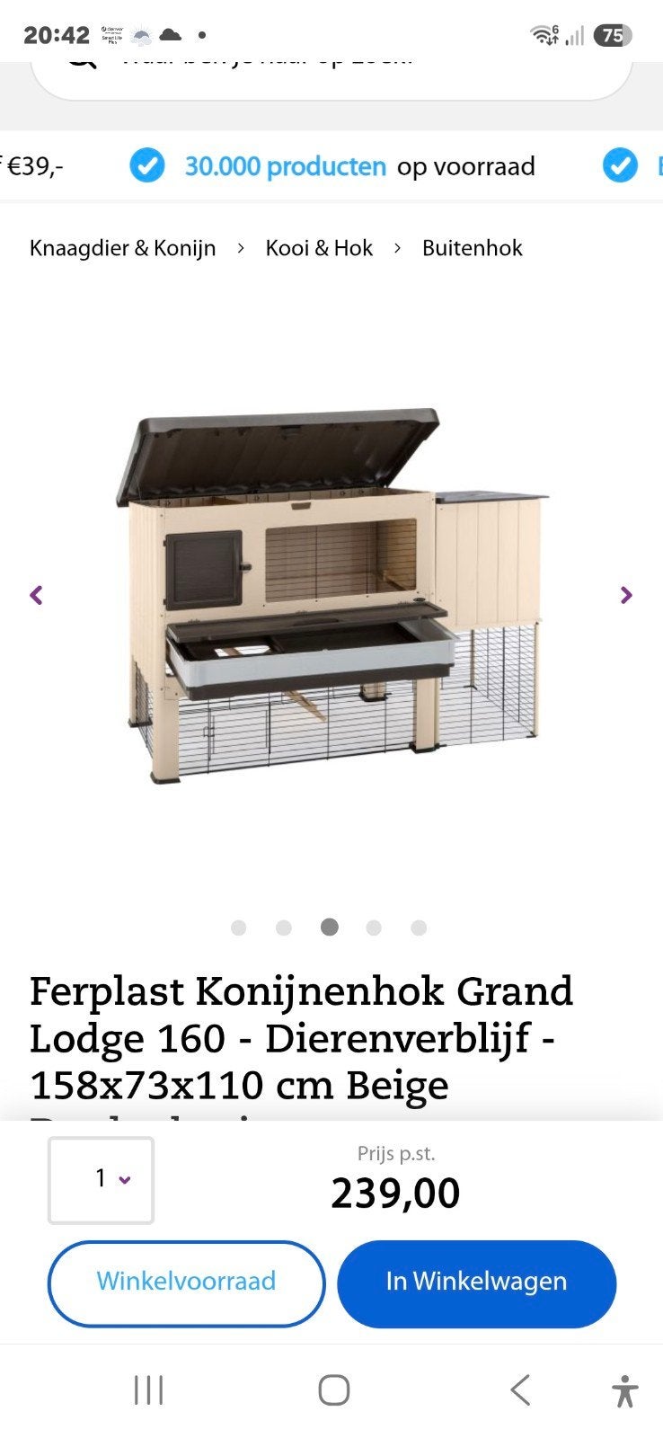 konijnenhok, Ophalen, 110 cm of meer, Zo goed als nieuw, 90 cm of meer