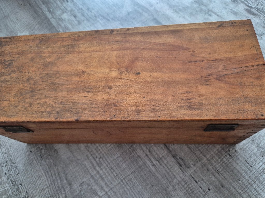 Antieke houten doos met dia's - Vintage verzamelobject, Ophalen, Gebruikt