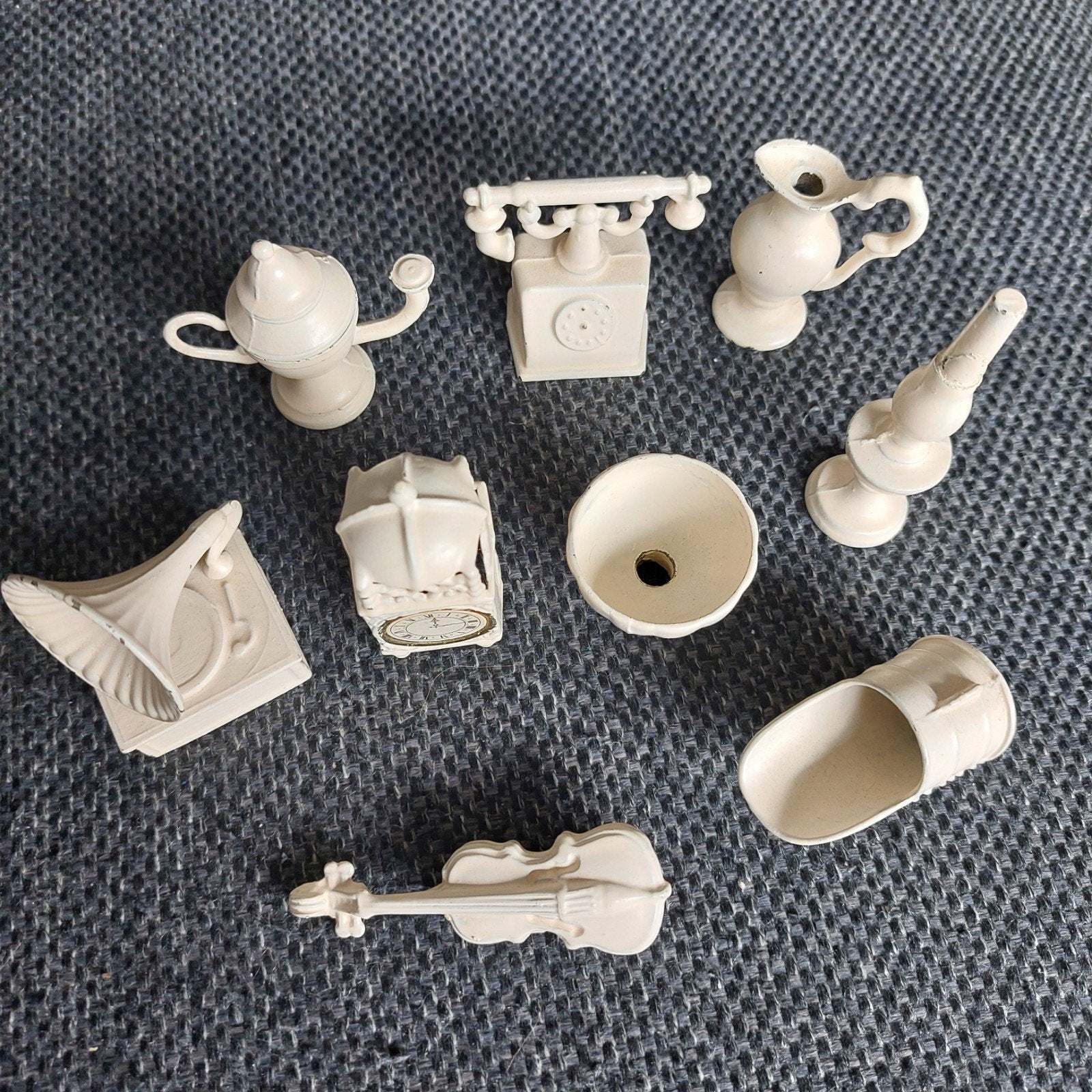 Miniatuur gietijzeren meubels en decoratie (set van 9), Ophalen of Verzenden