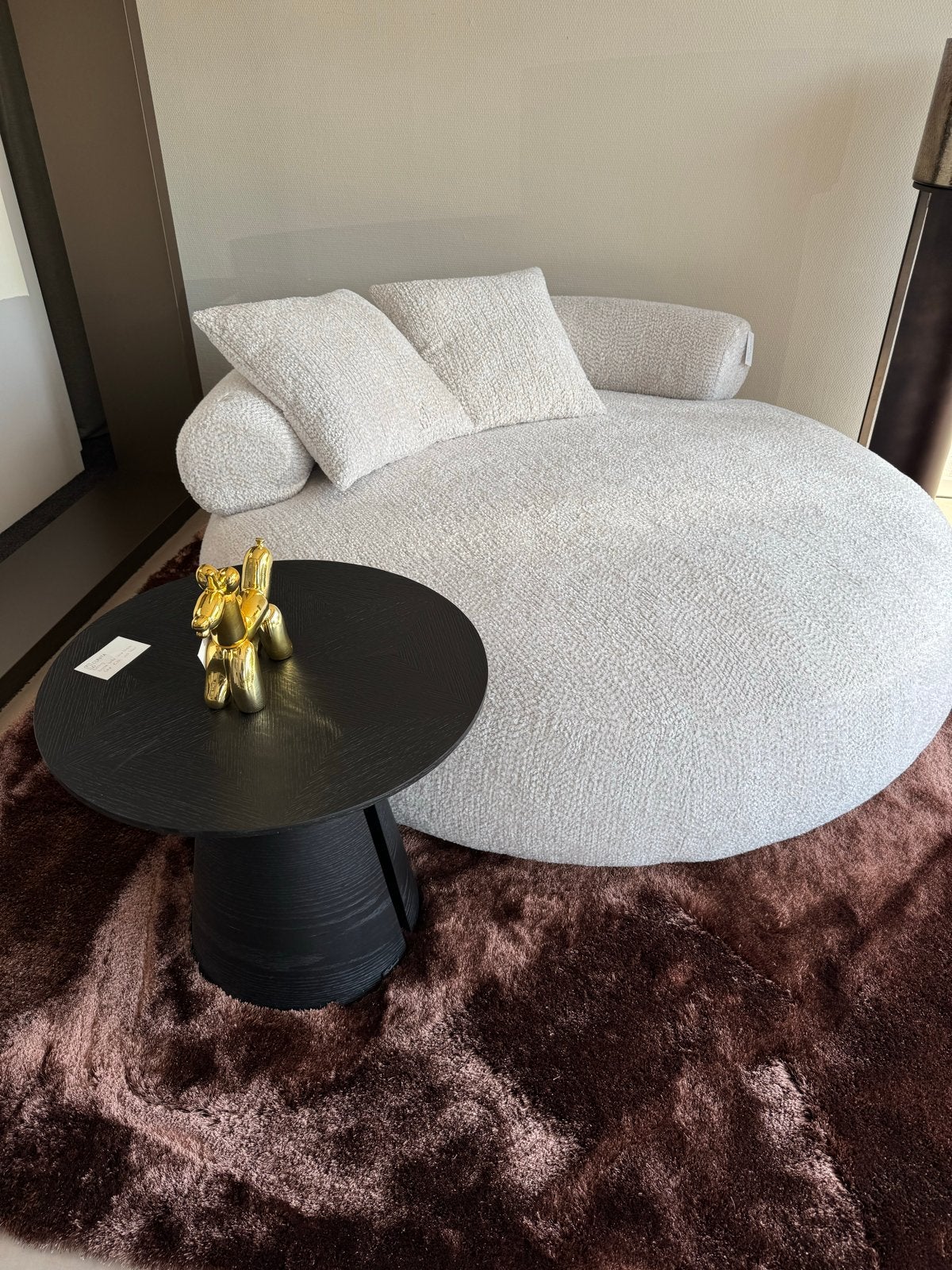 Richmond Luxe ronde chaise longue - Crème stof, 150 tot 200 cm, Ophalen of Verzenden, Driepersoons, Nieuw