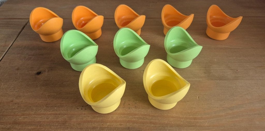 Tupperware impressions eierdopjes Oranje/Groen/Geel, Overige typen, Oranje, Ophalen of Verzenden, Zo goed als nieuw