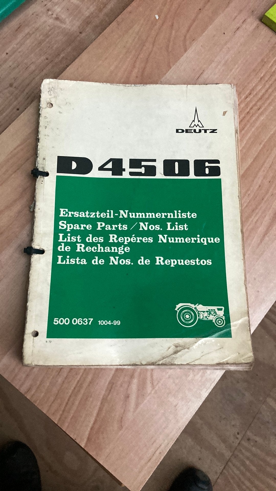 Deutz 4506 onderdelen boek, Ophalen, Zo goed als nieuw, Algemeen