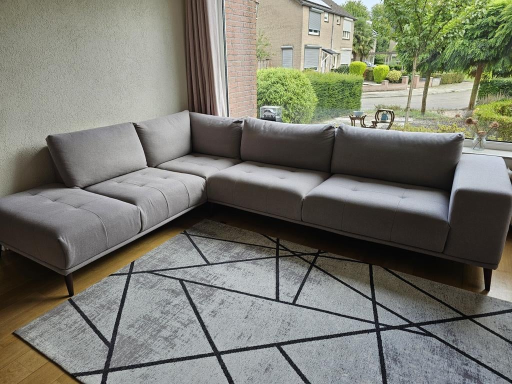 Comfortabele Grijze Hoekbank van Knibbeler Wonen, Huis en Inrichting, Ophalen, Hoekbank, 300 cm of meer, 75 tot 100 cm