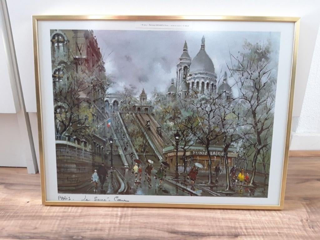 Krisarts Paris Sacré - Coeur 40x30, ingelijste vintage 1974, Ophalen of Verzenden