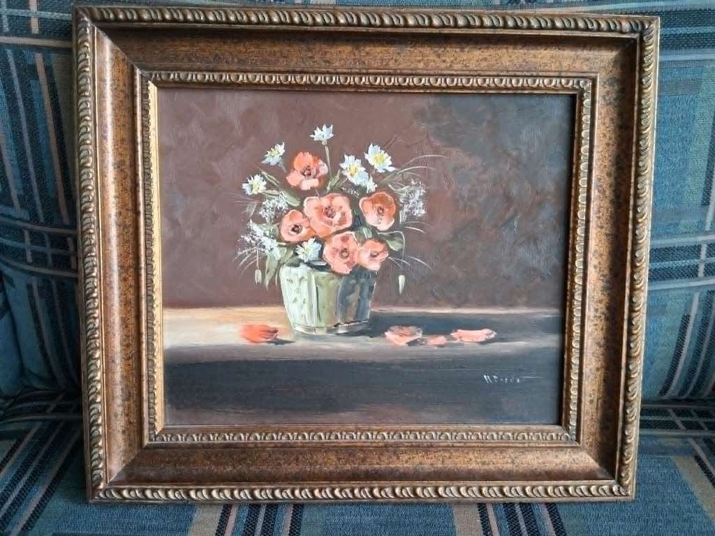 schilderij Henk Poeder, Bloemen, Paneel, Ophalen of Verzenden, Olieverf