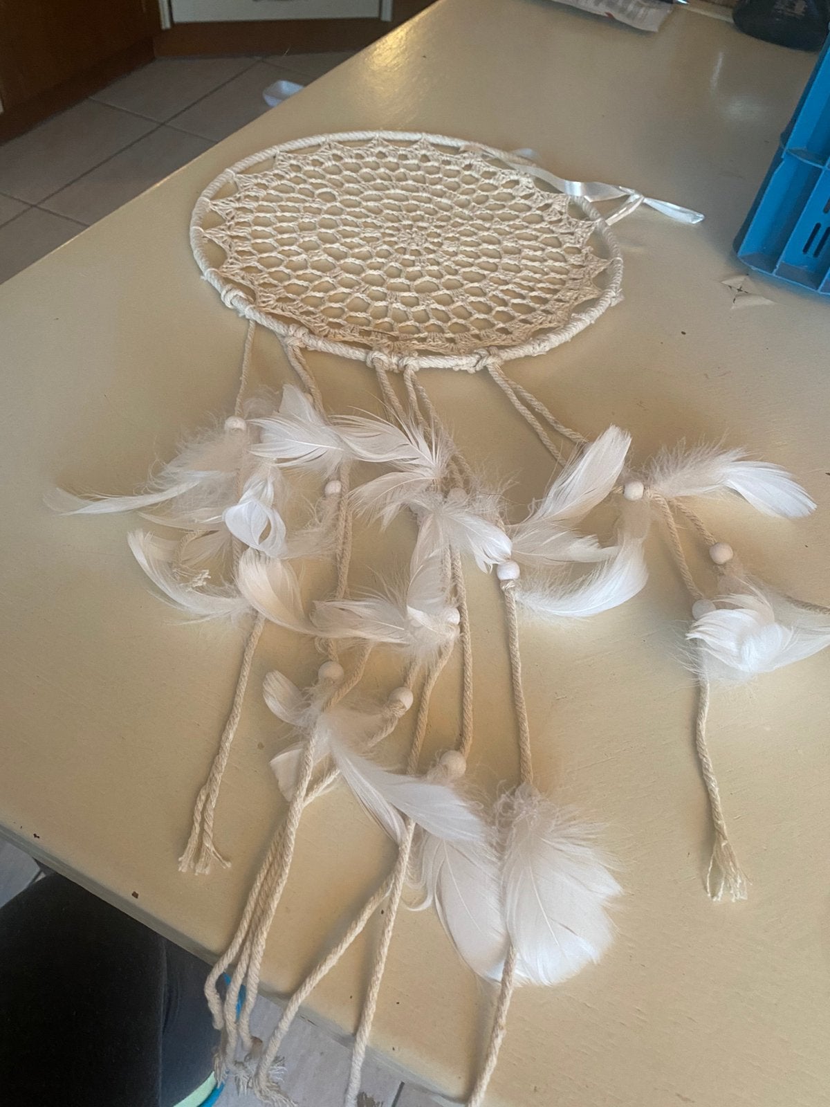 Dromenvanger met veren en kralen, Boho, Ophalen of Verzenden, Zo goed als nieuw, Wit