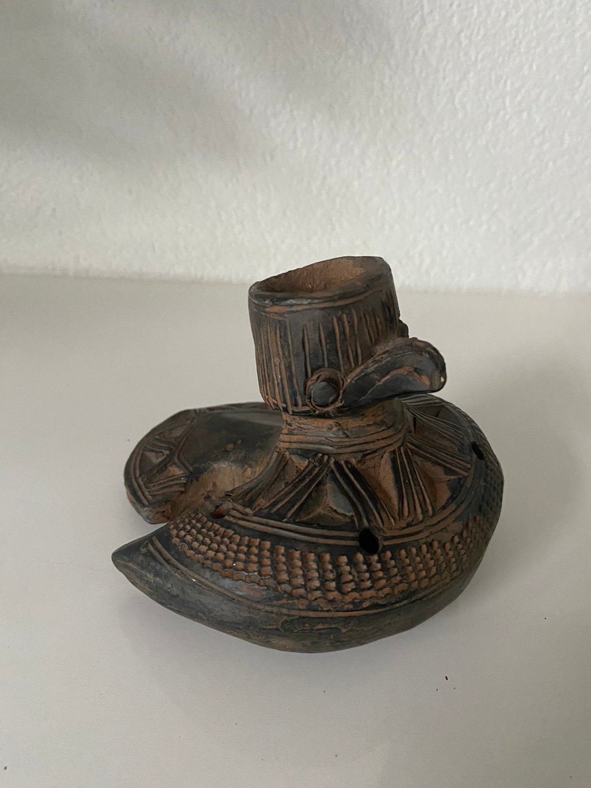 Fluit in de vorm van een vogel, keramiek, colombia, Ophalen