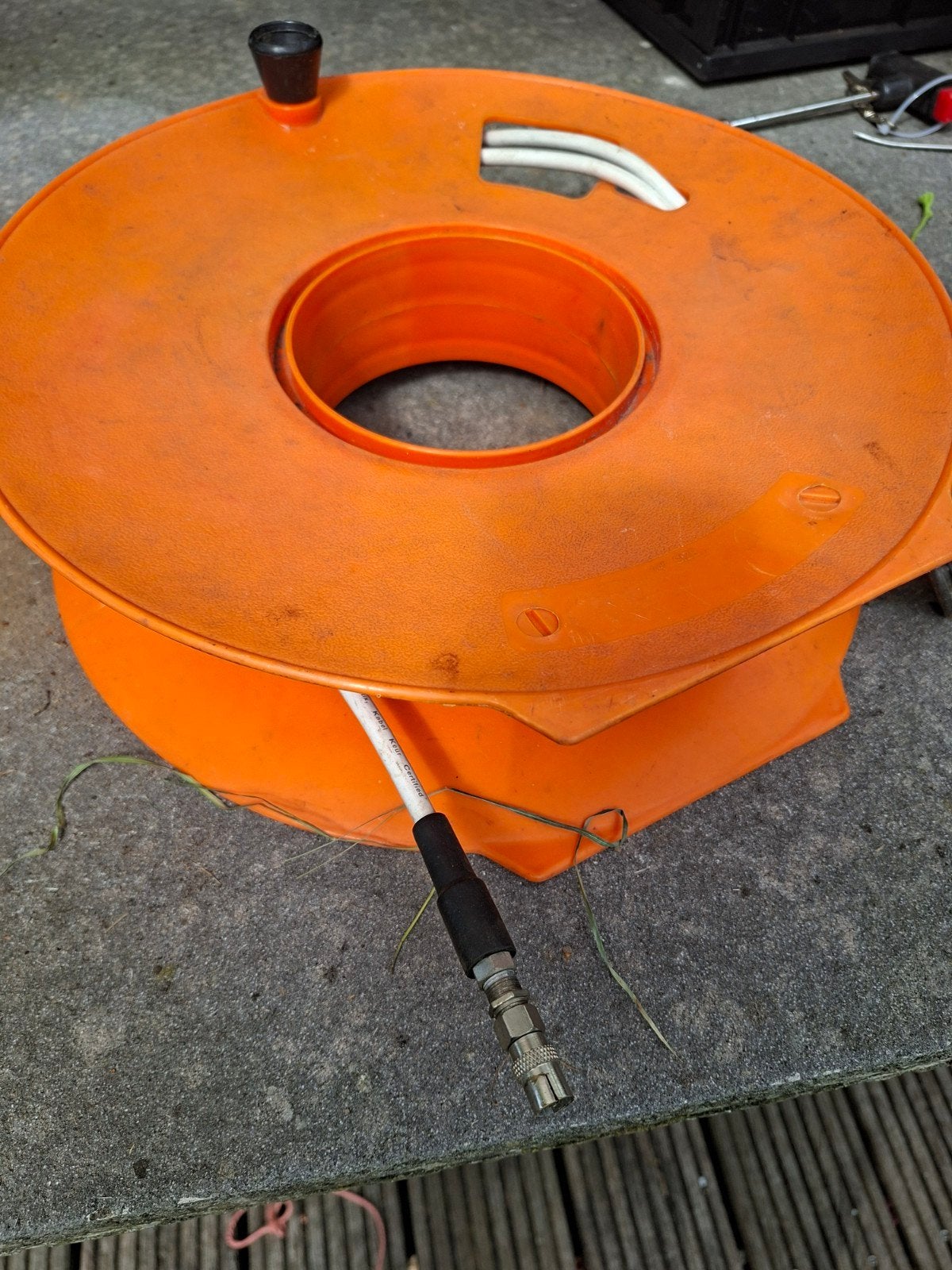 Coaxkabel op haspel - 10 meter of meer, Audio, Tv en Foto, Audiokabels en Televisiekabels, Ophalen, Gebruikt, 10 meter of meer