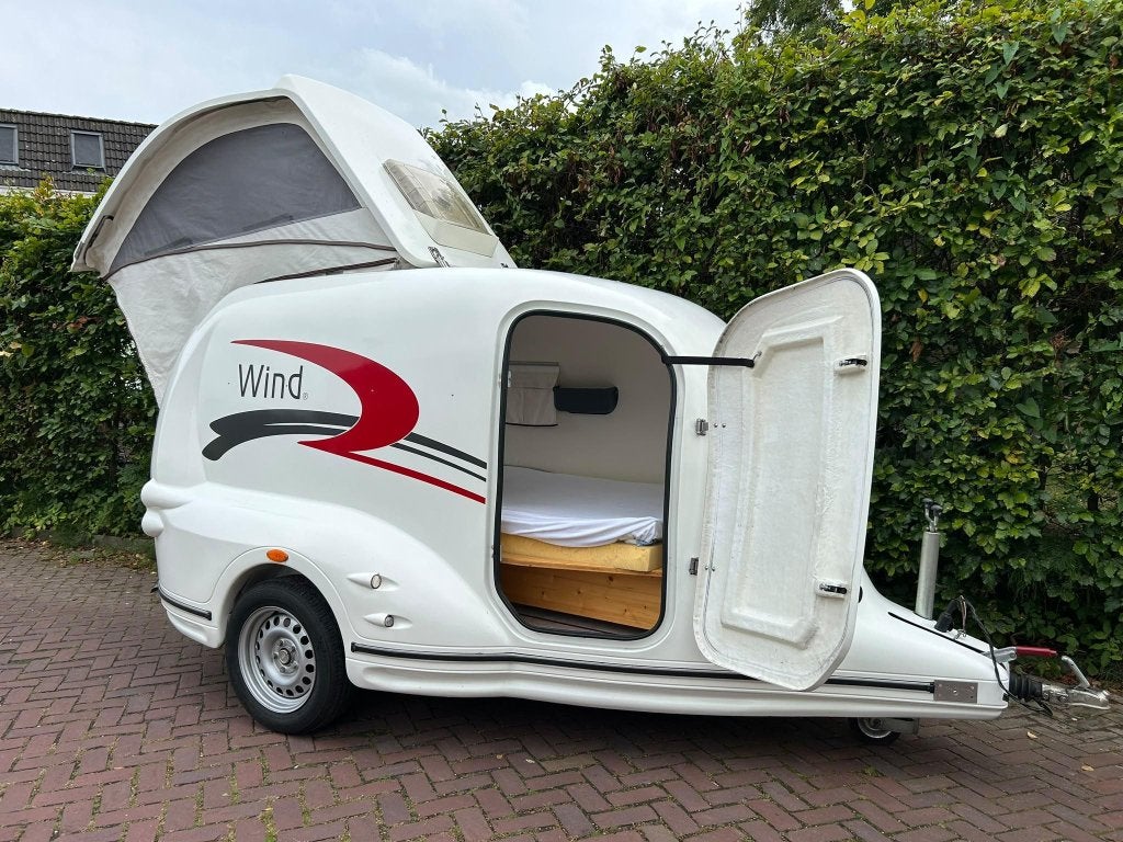 unieke 'the Wind' mini / teardrop caravan, 450 kg, Caravans en Kamperen, Overige merken, Overige typen, Disselslot, Tot en met 2
