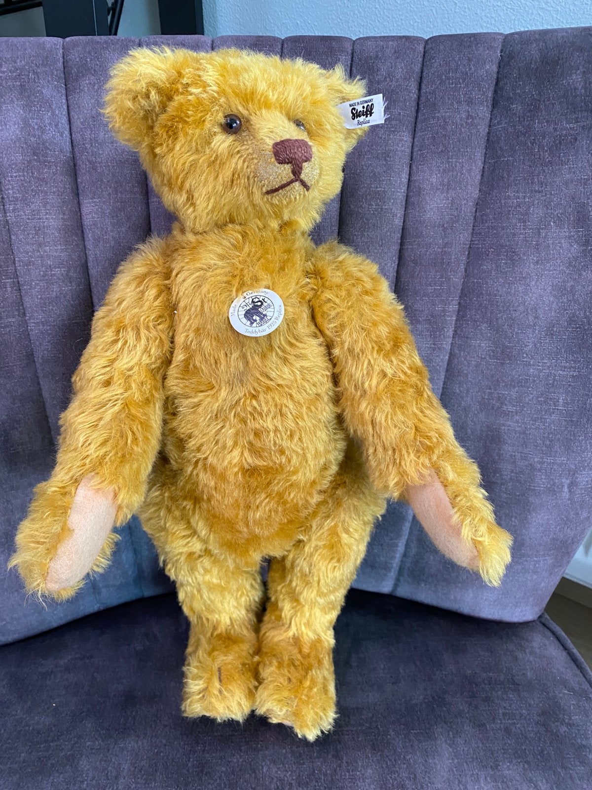 Te koop Steiff teddybeer replica 1925 met certificaat, Ophalen, Zo goed als nieuw, Stoffen beer, Steiff