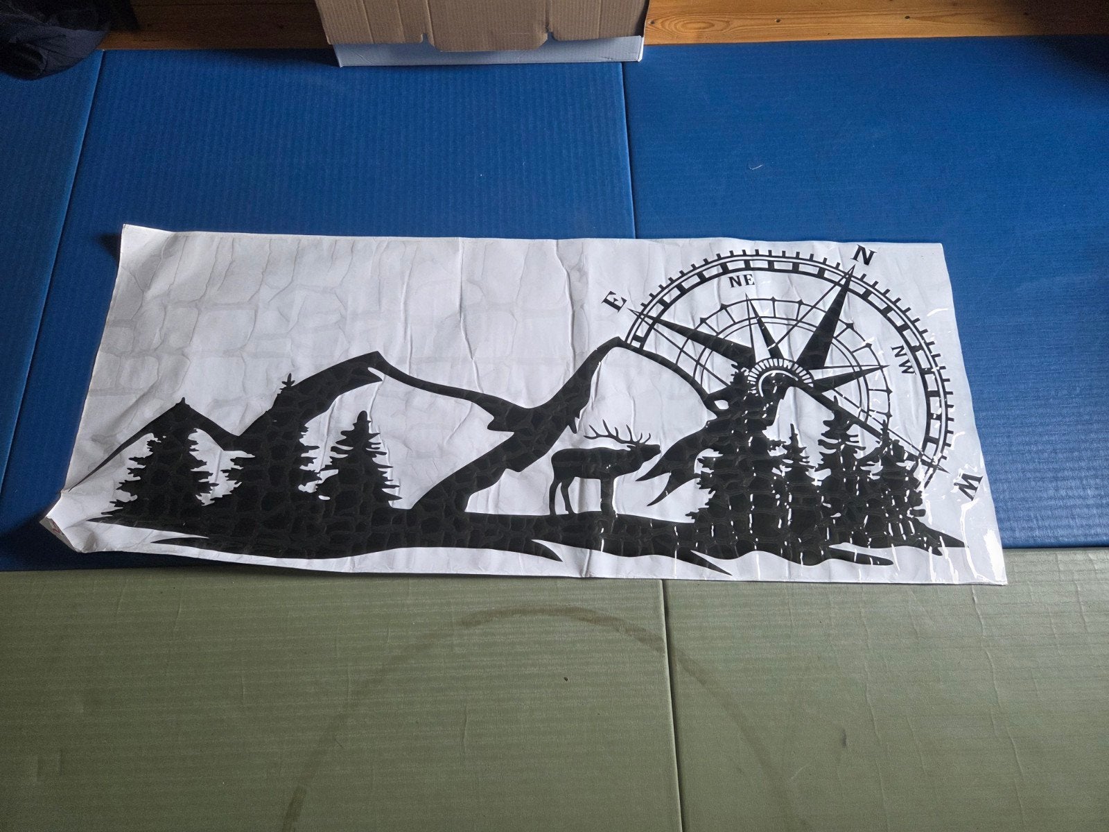 Sticker 130x60 cm voor camper, caravan, muur met kompas, Auto diversen, Ophalen of Verzenden