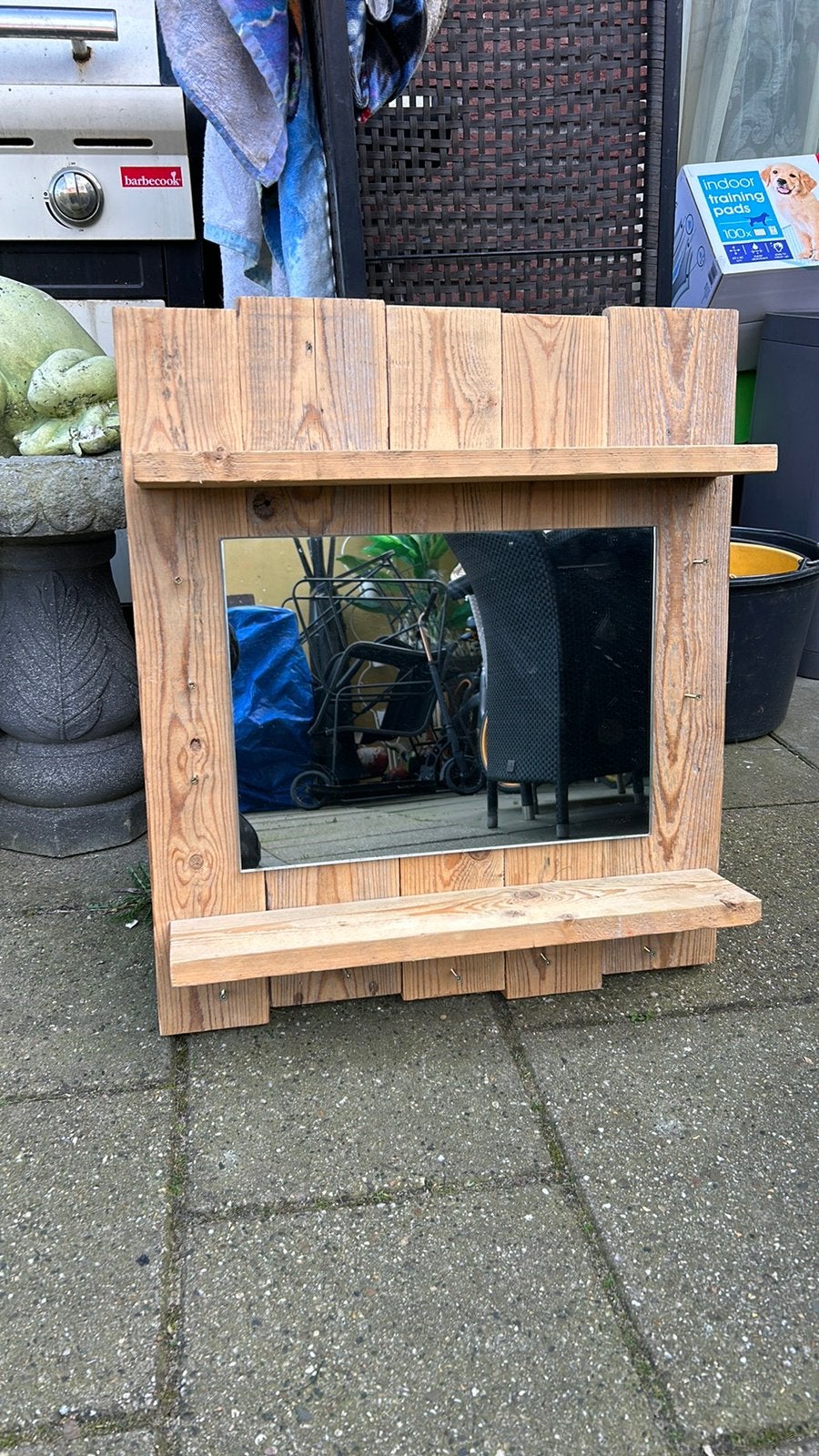 Spiegel steigerhout, Huis en Inrichting, Woonaccessoires | Spiegels, Ophalen, Rechthoekig, Minder dan 100 cm