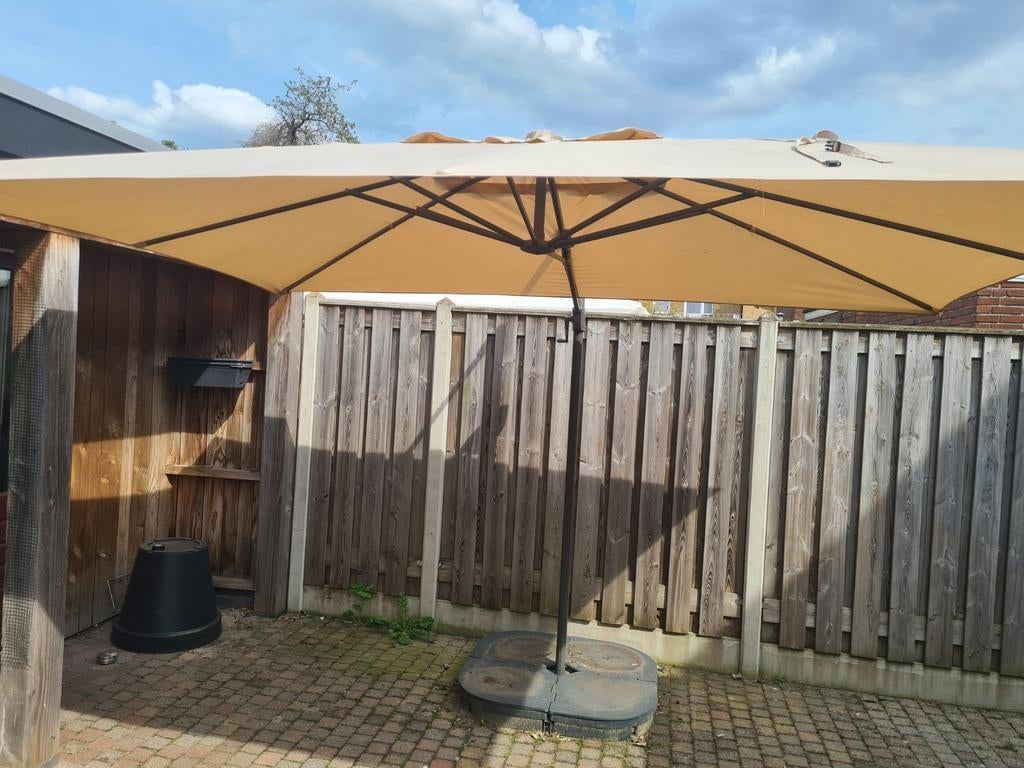 Grote zweefparasol - 3,5m x 2,5m - Inklapbaar, Ophalen, Zweefparasol, Verstelbaar