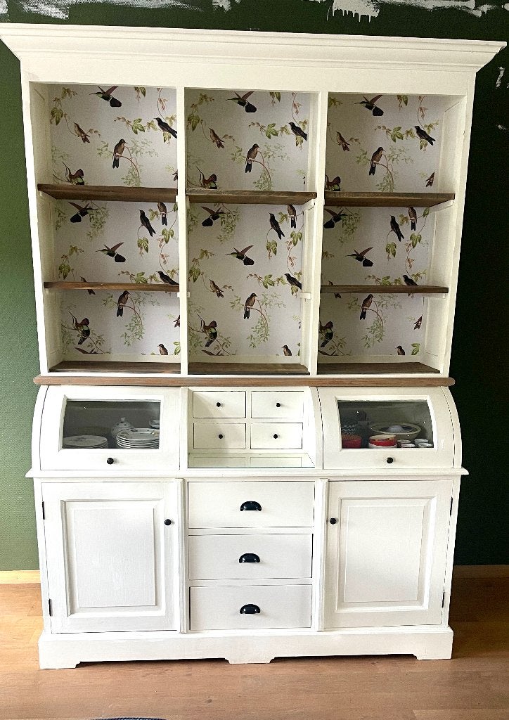 Prachtige witte buffetkast met kastverlichting, Huis en Inrichting, Gebruikt, 100 tot 150 cm, 200 cm of meer, Met lade(s)