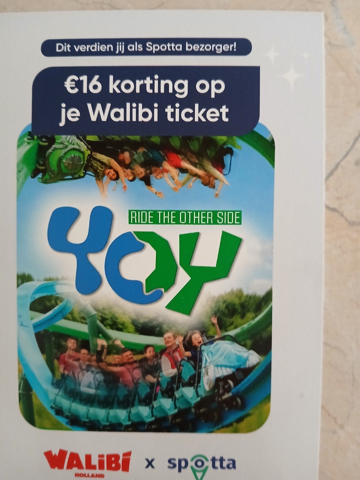 Kortingskaart walibi,  voor max 4 personen., Tickets en Kaartjes, Recreatie | Pretparken en Attractieparken, Drie personen of meer