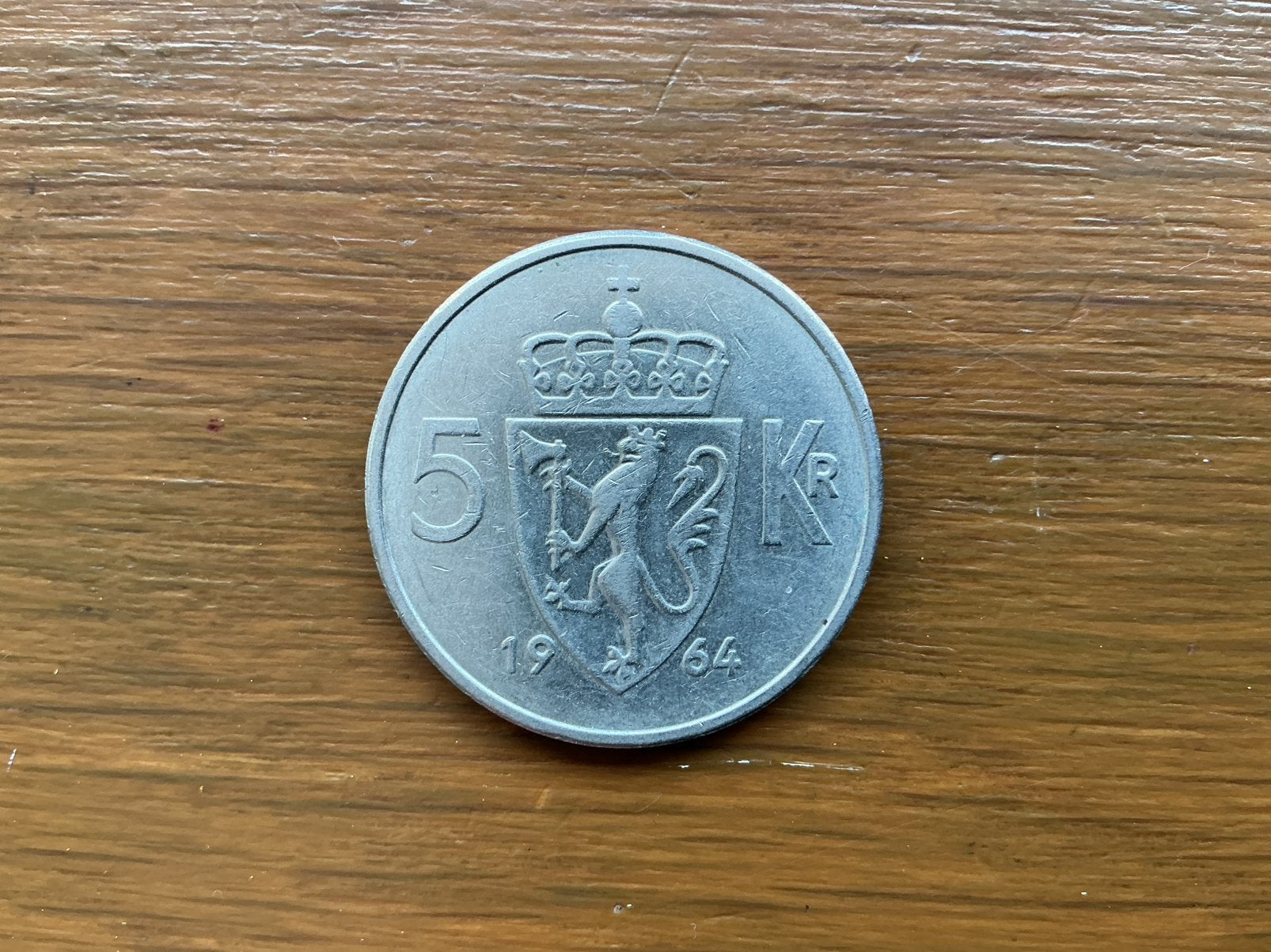 Munt Noorwegen 5 kronen 1964, Ophalen of Verzenden, Overige landen