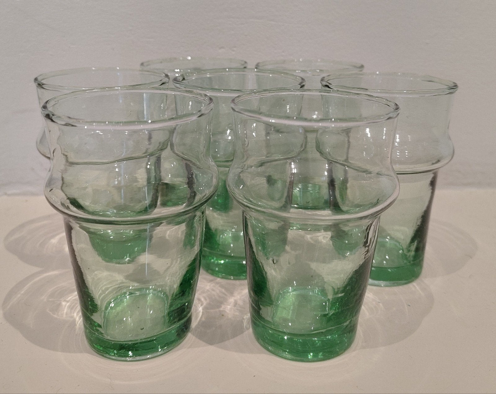 Set van 7 Marokkaanse theeglazen recycled glas, Glas of Glazen, Ophalen of Verzenden, Overige stijlen, Glas
