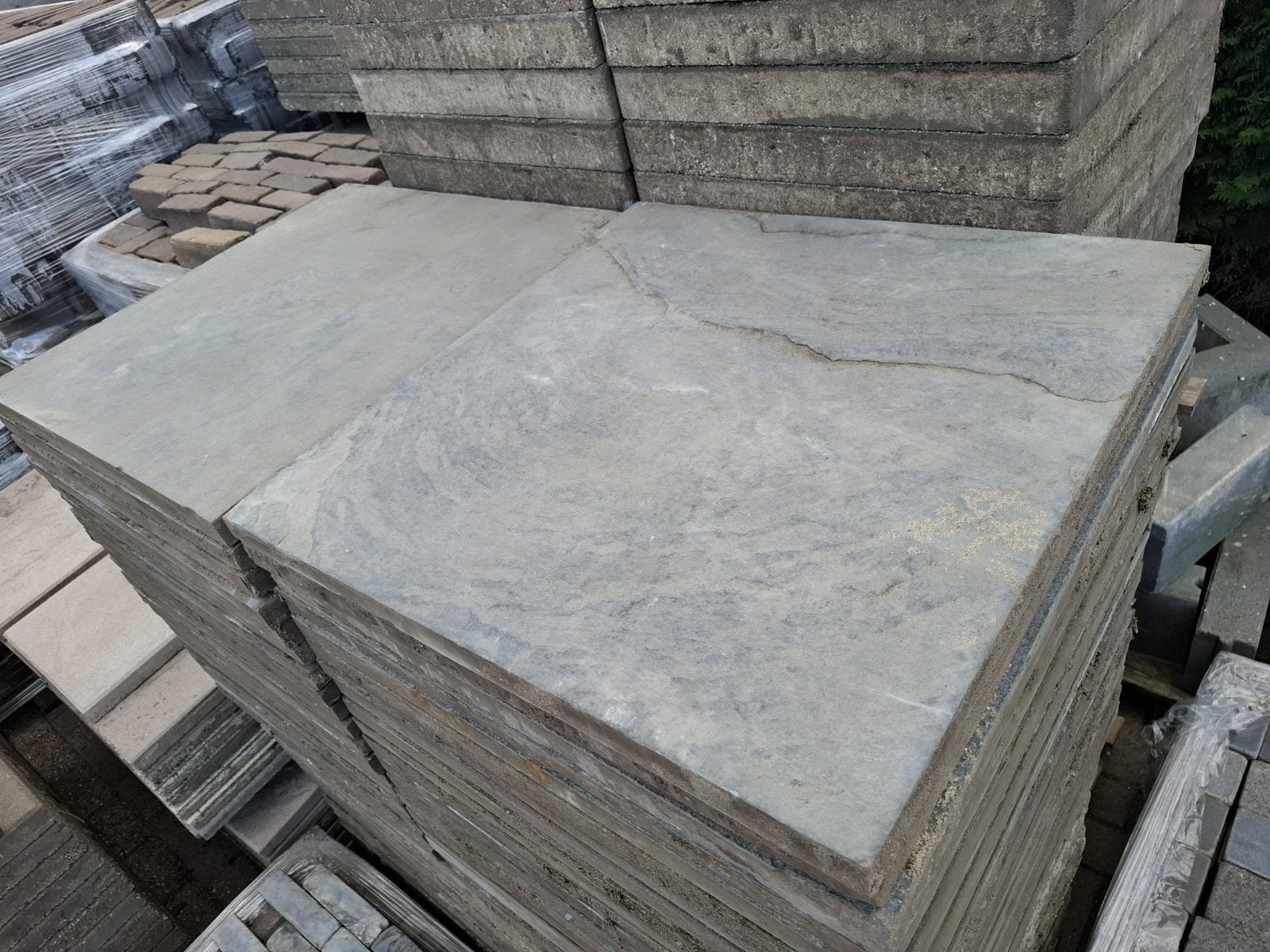 27m² 60x60 hardsteen terrastegels, Ophalen, Gebruikt, Terrastegels, Natuursteen