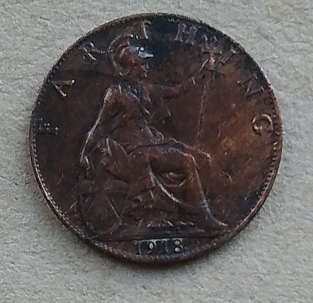 Engeland, farthing 1918, Ophalen of Verzenden, Overige landen, Losse munt