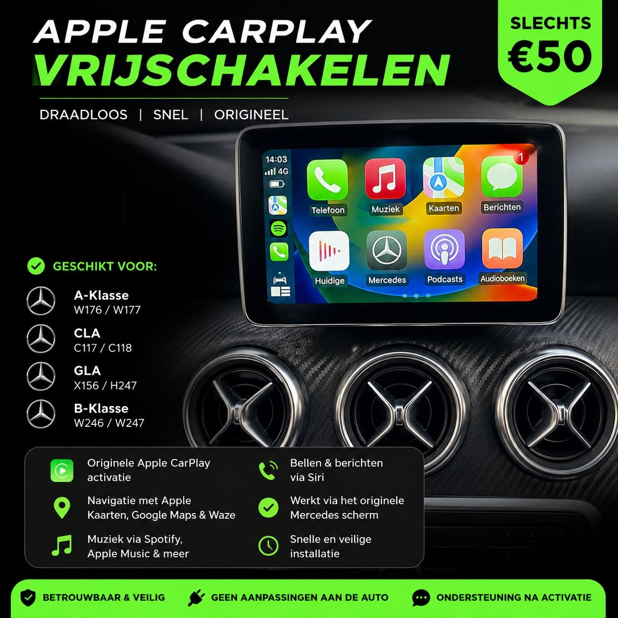 Apple CarPlay Vrijschakelen Mercedes - €50, Ophalen of Verzenden, Nieuw