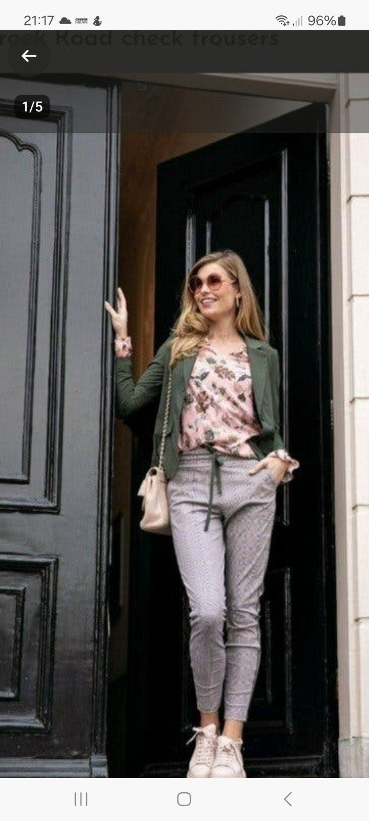 Studio Anneloes Groen geruite broek met legergroene Bies, Kleding | Dames, Broeken en Pantalons, Ophalen of Verzenden