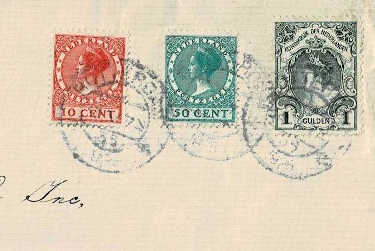 Brief 1925 naar New York met o.a. 1 gld Bontkraag (#090), Postzegels en Munten, Ophalen of Verzenden, Brief