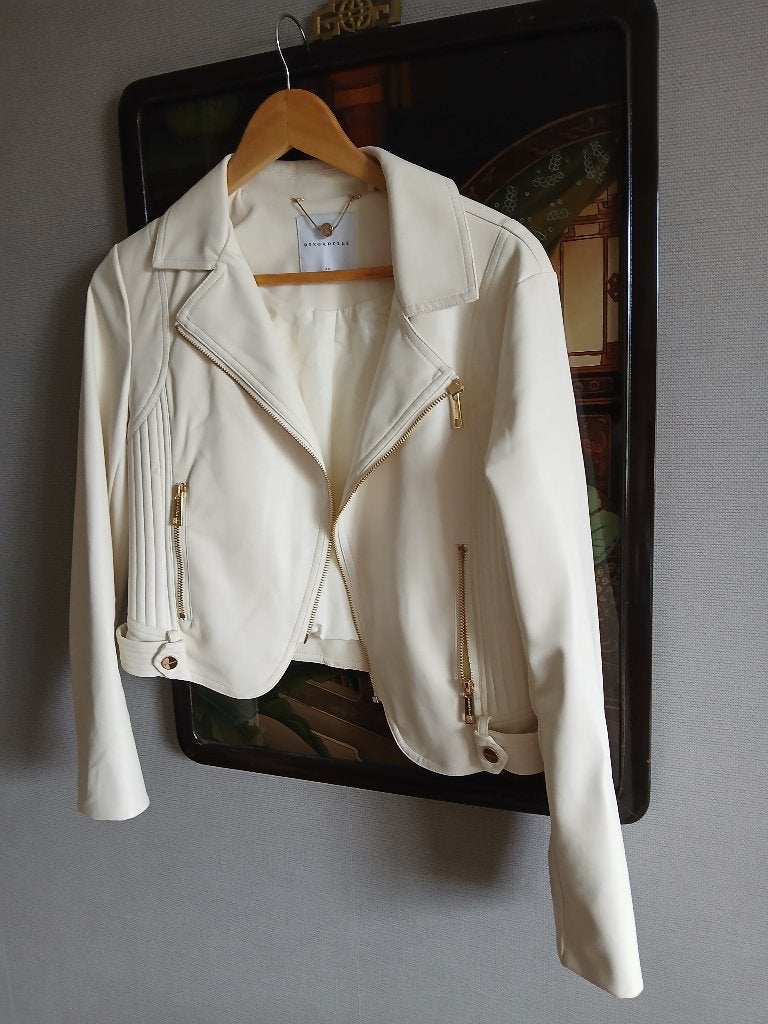 Jasje vegan leer leather Rino pelle, Maat 38/40 (M), Wit, Ophalen of Verzenden, Zo goed als nieuw