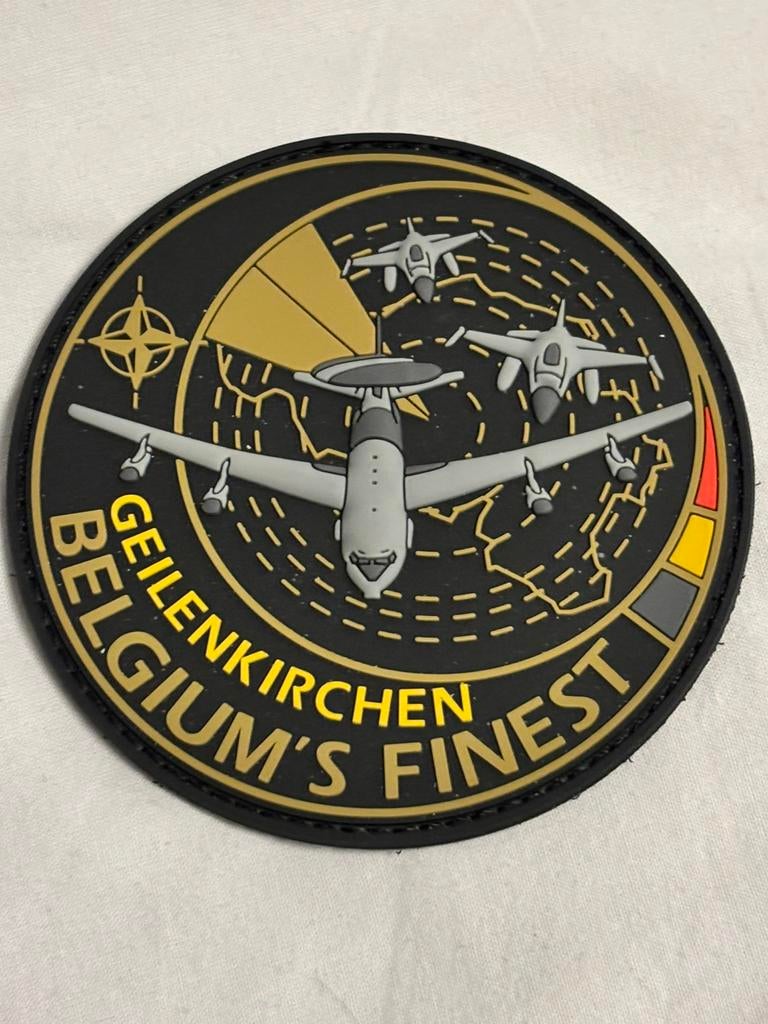 Pvc embleem awacs Geilenkirchen belgium finest, Verzamelen, Verzenden, Luchtmacht, Overige gebieden, Embleem of Badge
