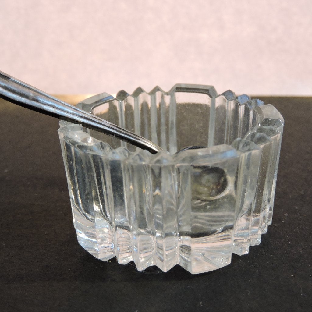 Mooi glazen bakje oud zoutvaatje glas, Ophalen of Verzenden