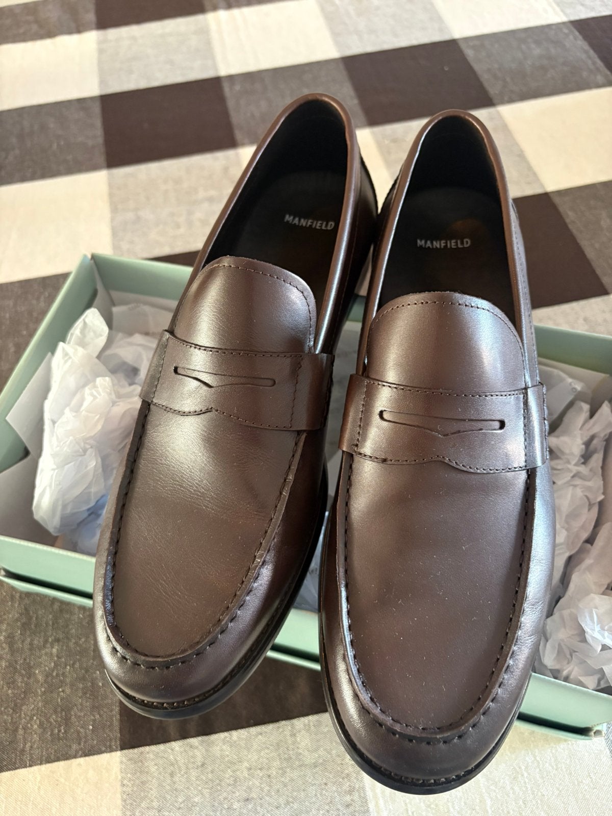 Nieuwe donkerbruine Manfield Loafers maat 44, Loafers, Bruin, Nieuw, Ophalen of Verzenden