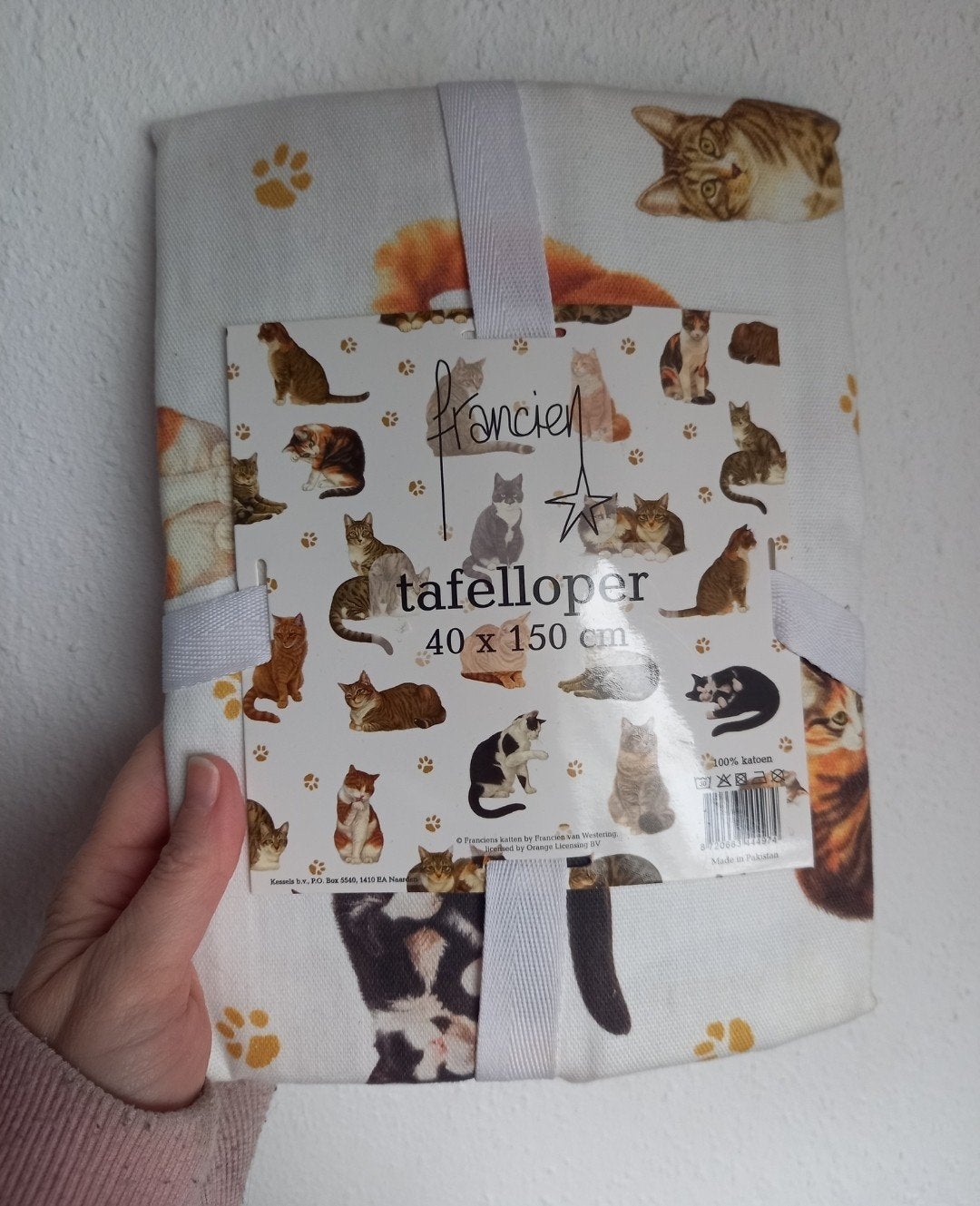 kattenprint tafelloper francien nieuw, Huis en Inrichting, Nieuw, Ophalen of Verzenden, Katoen, Tafelloper
