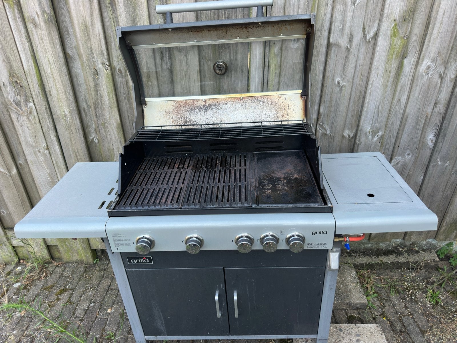 Grillz gasbarbecue met 4 branders en zijbrander, Tuin en Terras, Gasbarbecues, Ophalen, Gebruikt