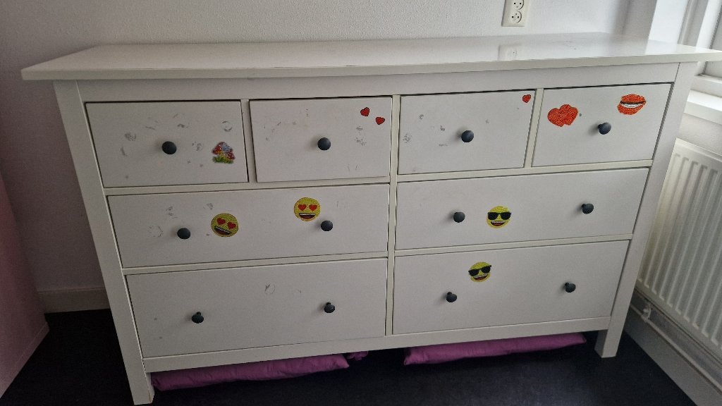 Witte IKEA HEMNES ladekast (8 lades), Ophalen, Gebruikt, 5 laden of meer, 150 tot 200 cm