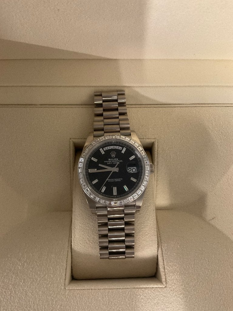 Rolex Day Date witgoud met diamanten bezel, Sieraden, Tassen en Uiterlijk, Horloges | Heren, Ophalen, Rolex, Polshorloge, Zo goed als nieuw