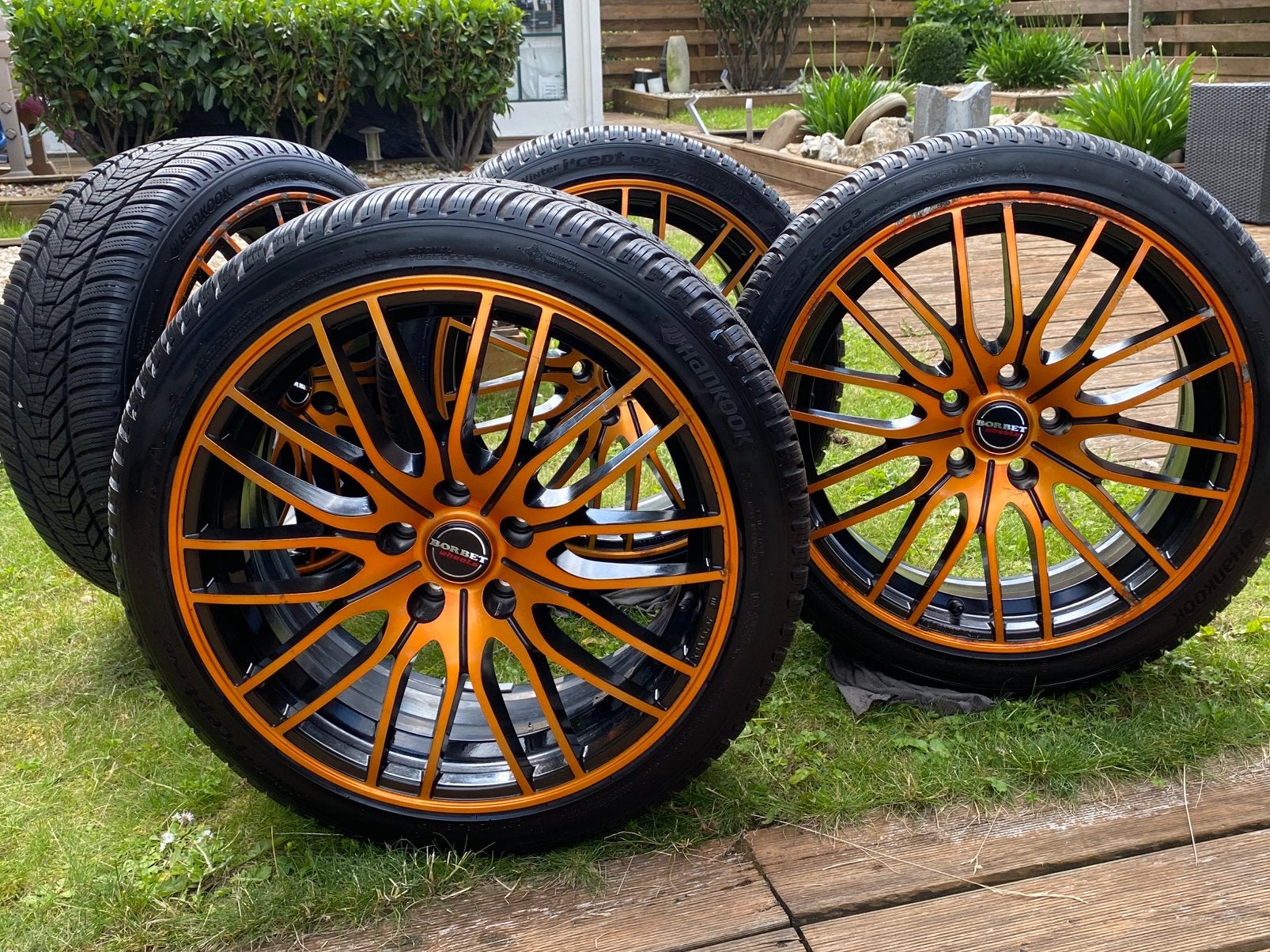 Mooie brons 18” (BORBET)VW met nieuwe W.B.5X112 225/40 R18, Auto-onderdelen, Banden en Velgen, Ophalen, 18 inch, Gebruikt, Banden en Velgen