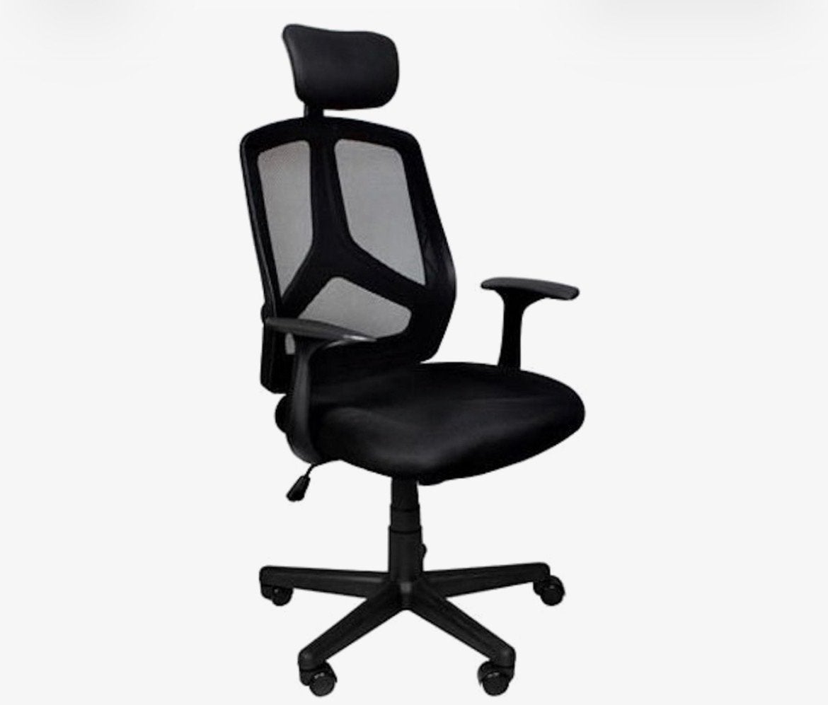 Ergonomische Bureaustoel Zwart met Hoofdsteun, Huis en Inrichting, Bureaustoelen, Gebruikt, Bureaustoel, Zwart, Ergonomisch, Ophalen