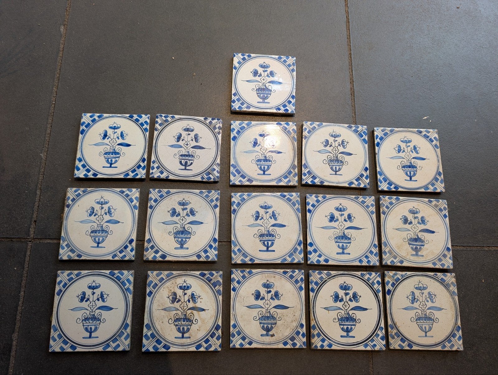 16 Antieke tegeltjes Delfts Blauw, Antiek en Kunst, Ophalen of Verzenden
