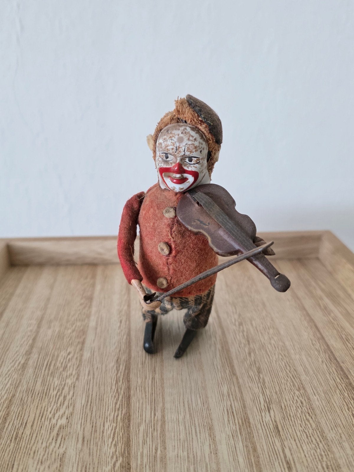 Vintage Schuco Opwindfiguur Clown Vioolspeler Jaren '30, Ophalen of Verzenden