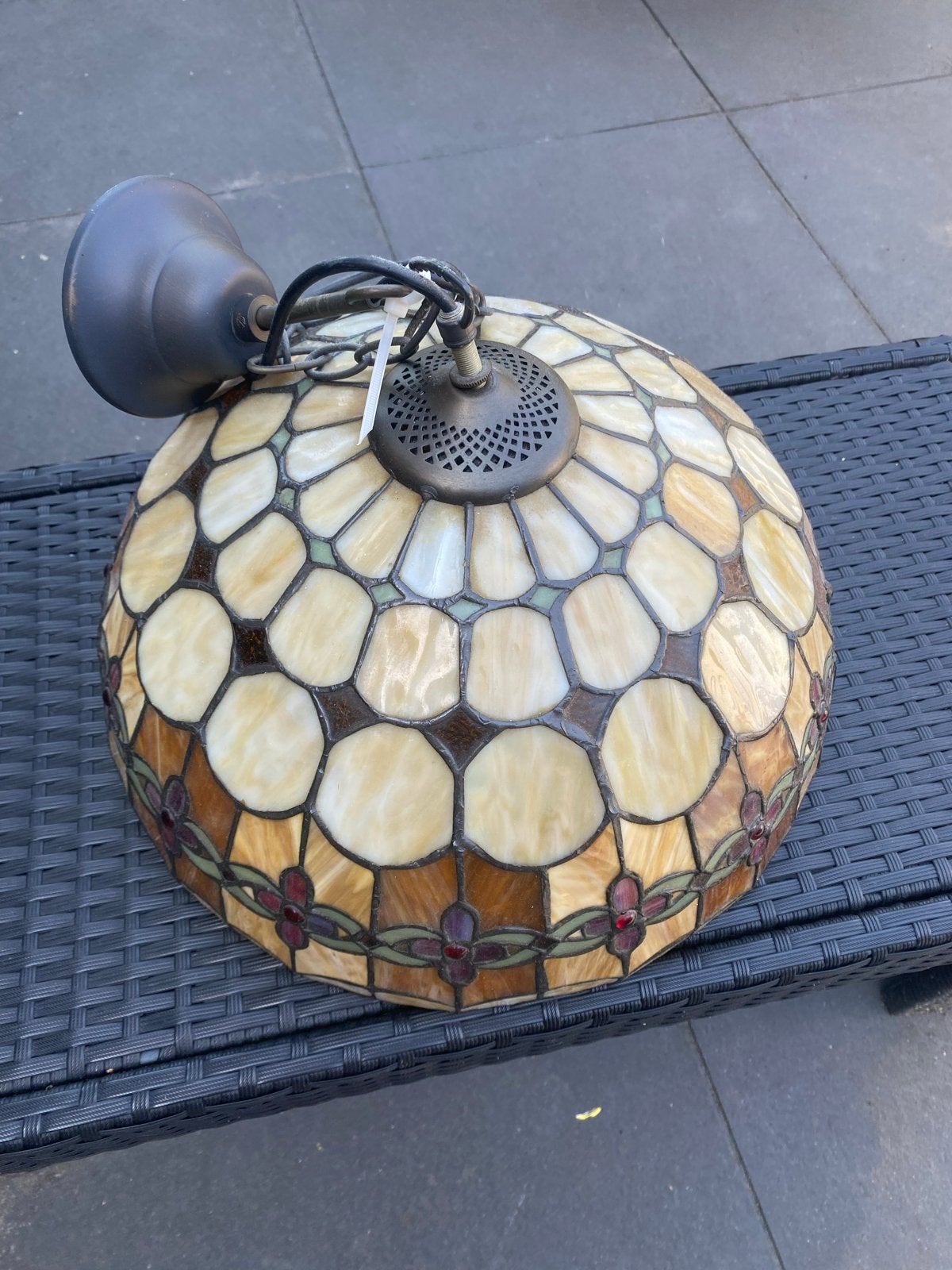Tiffany Stijl Lampen Set: Hanglamp en 3 Wandlampen, Huis en Inrichting, Lampen | Hanglampen, Ophalen, Gebruikt, Glas, Minder dan 50 cm