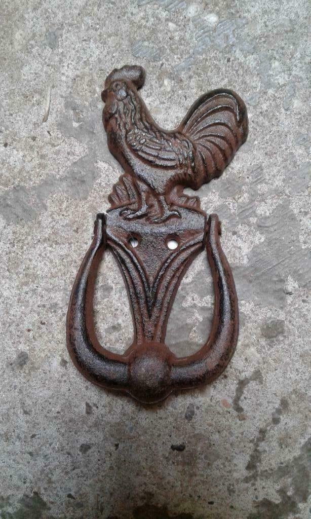 Mooie, decoratieve Deurklopper Haan, bruin gietijzer, Ophalen of Verzenden, Nieuw