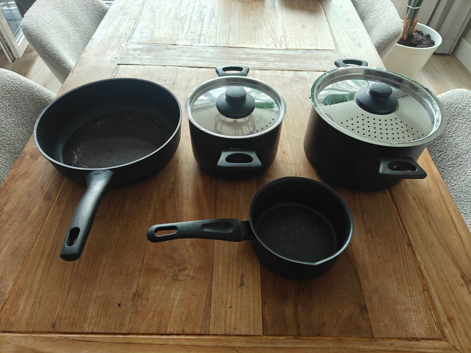 Pannnenset IKEA Zwart, Ophalen, Gebruikt, Antiaanbaklaag, Aluminium