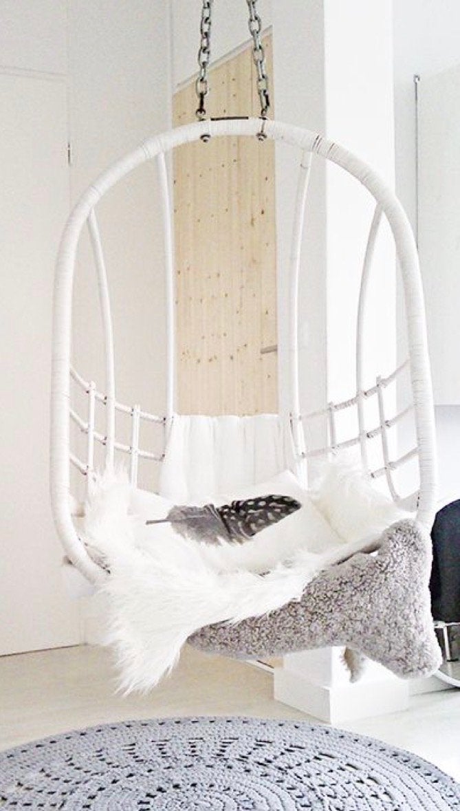 Sissy boy Witte hangstoel voor veranda, binnen of buiten, Ophalen, Wit, Zo goed als nieuw, Metaal