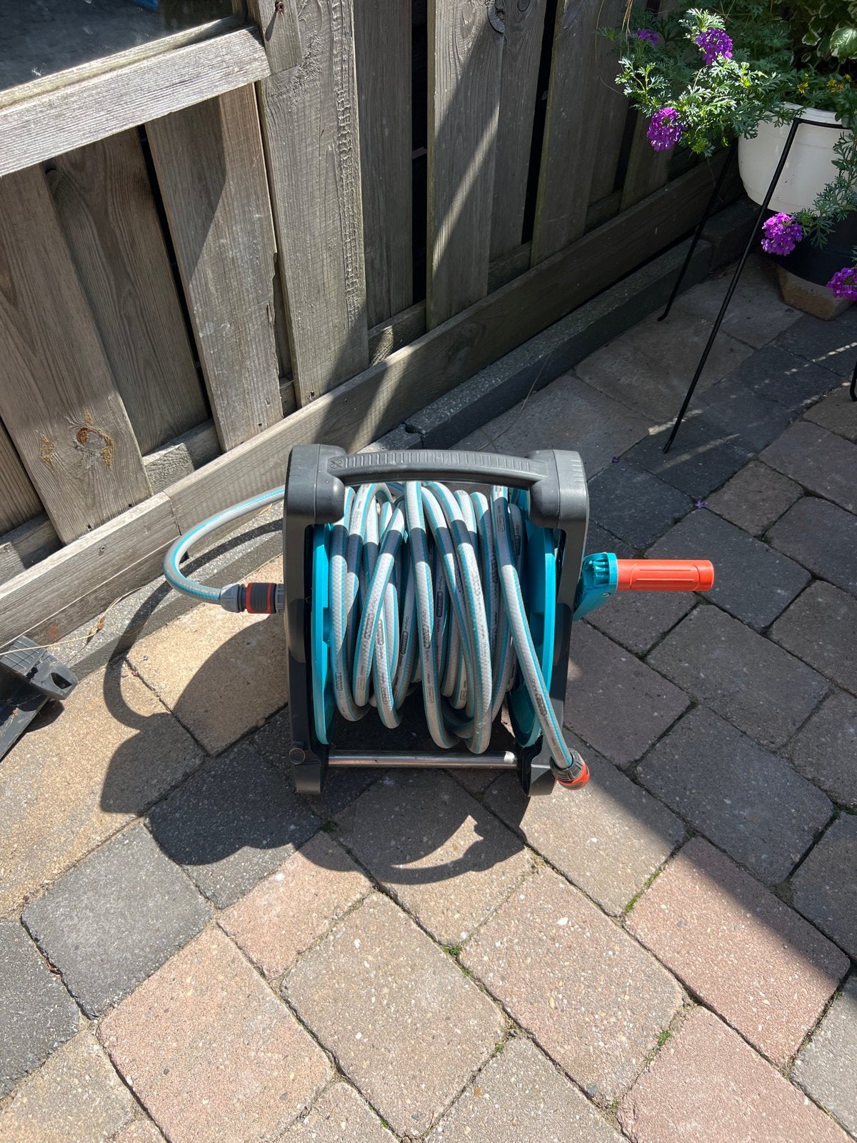Gardena Tuinslanghaspel met slang, Tuin en Terras, Ophalen, Gebruikt, Tuinslanghaspel