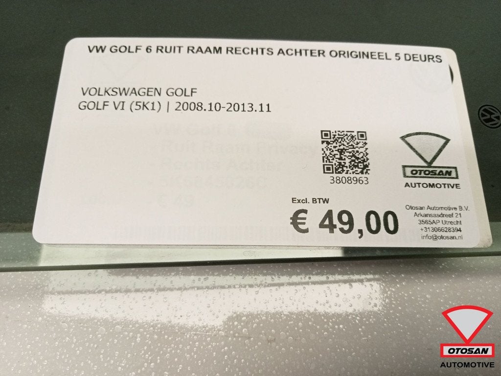 Vw golf 6 ruit raam rechts achter origineel 5 deurs, Auto-onderdelen, Gebruikt, Volkswagen, Volkswagen AG, Berliner Ring 2
38440  Wolfsburg, DE