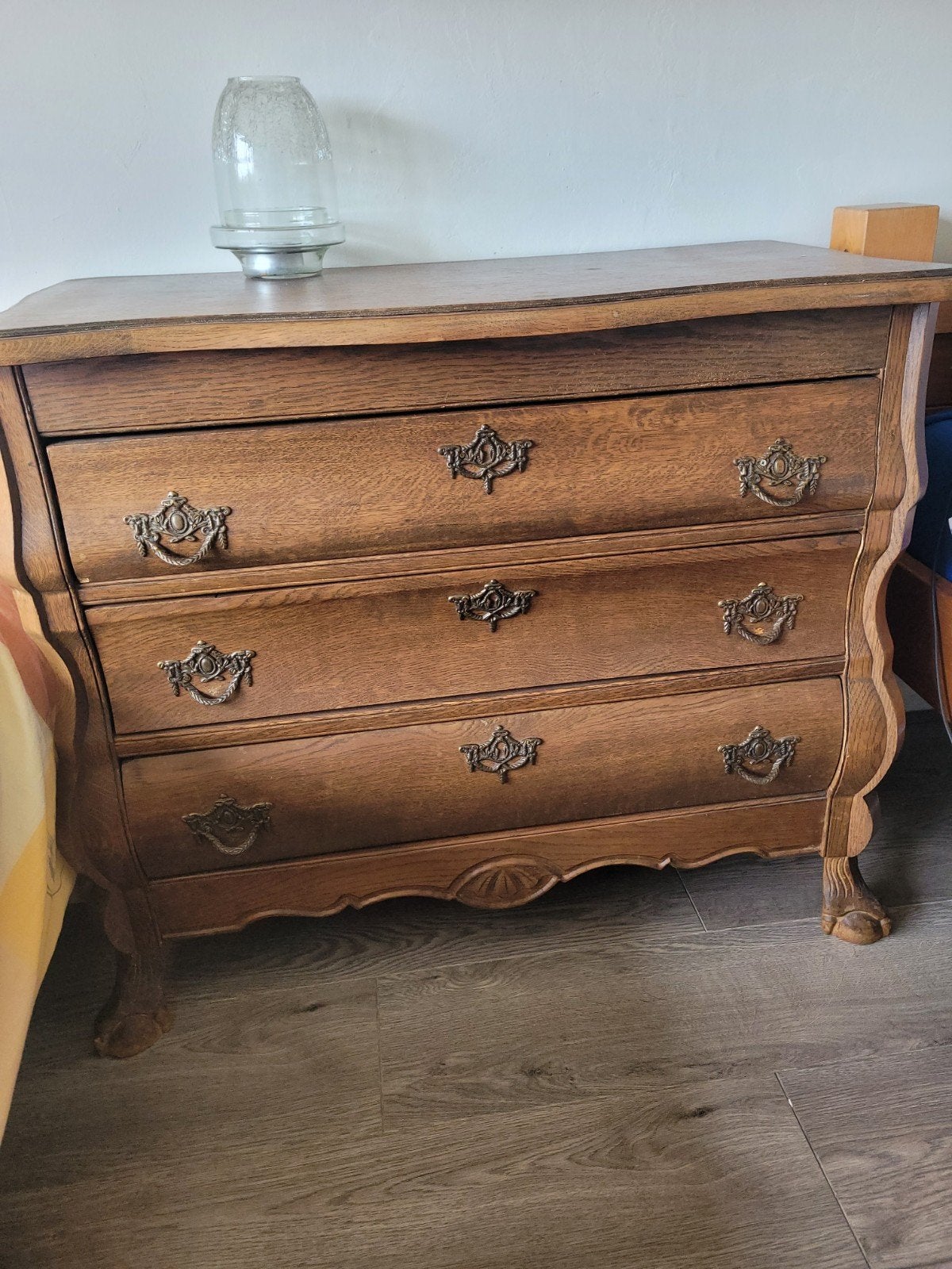 Antieke eikenhouten commode met 3 laden, Ophalen, Gebruikt, Eikenhout, Met lade(s)