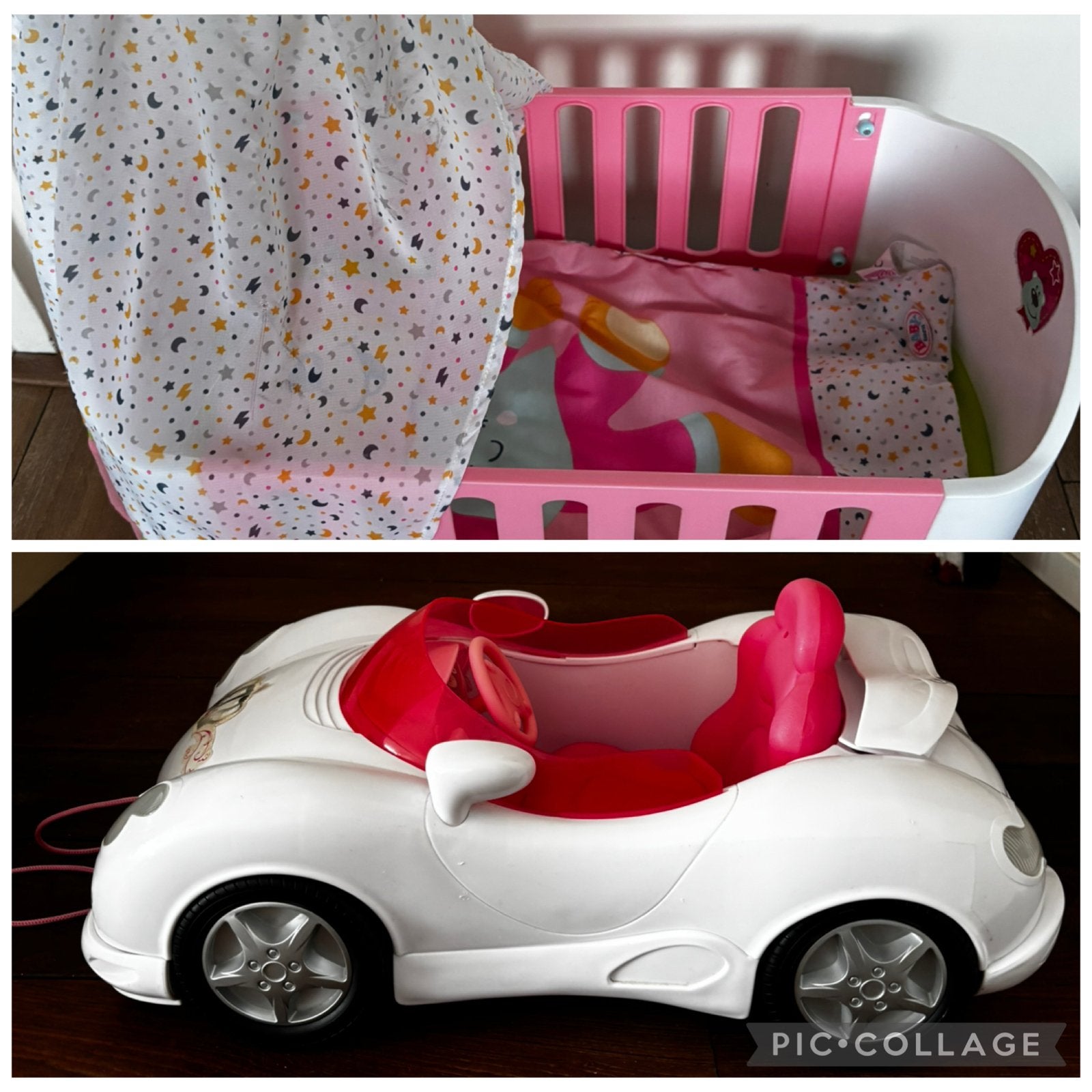 Baby Born accessoires: auto met licht/geluid en bedje, Ophalen of Verzenden, Gebruikt, Babypop