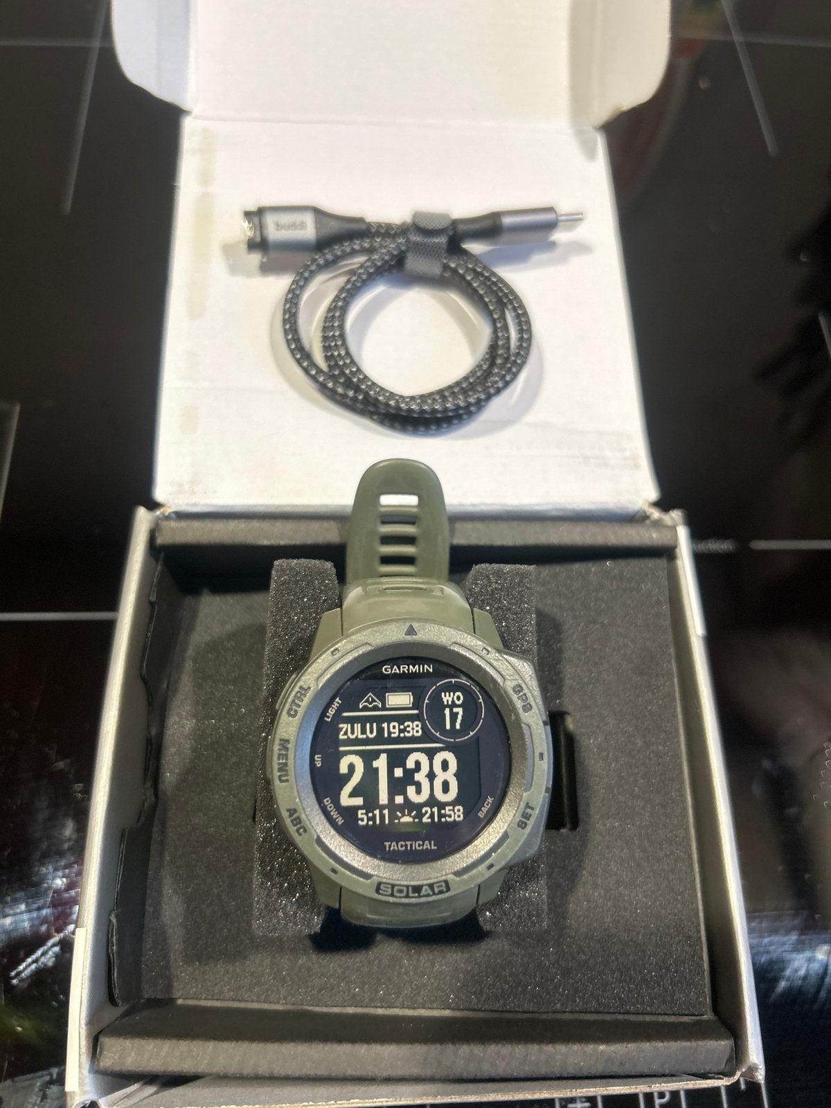 Garmin Instinct Solar Tactical Smartwatch - Zo goed als nieu, Gebruikt, Ophalen of Verzenden, Waterdicht, Android