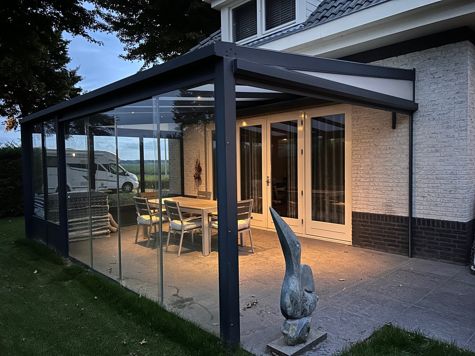 Luxe Serre / Overkapping met Glazen Schuifwanden, Ophalen, Zo goed als nieuw, Serre